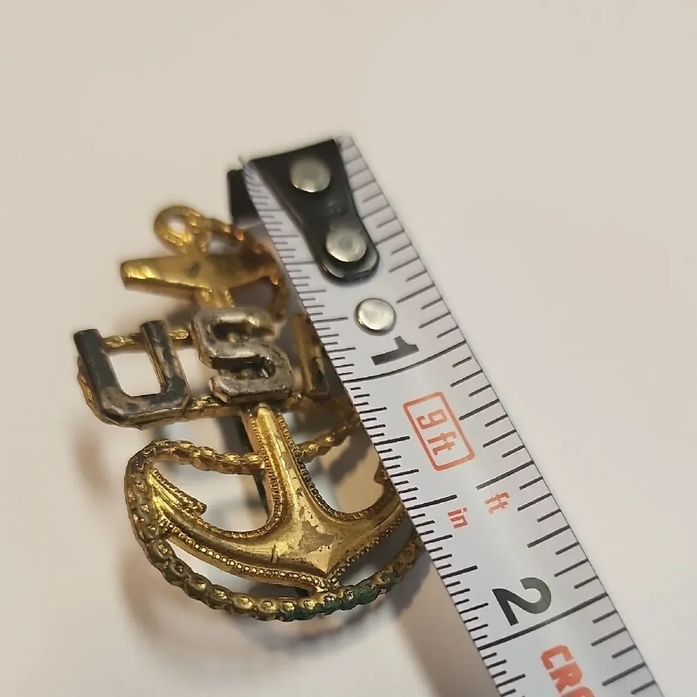 Gold and Silver USN Anchor Pin Brooch United States Navy Vintage